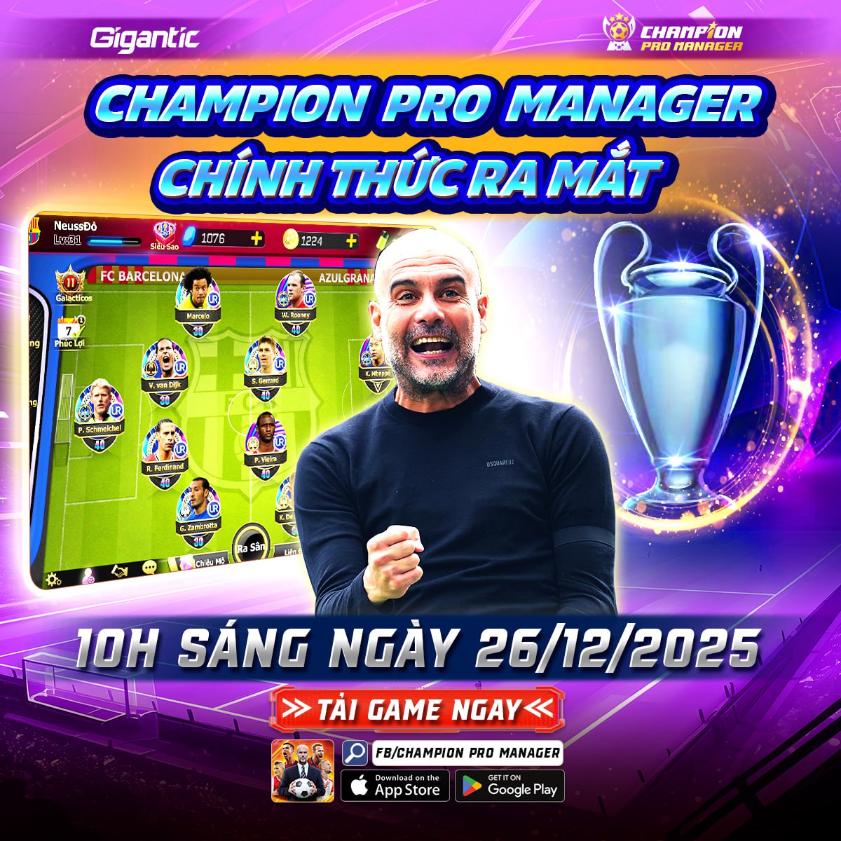 Thông báo mở game Champion Pro Manager phiên bản thương mại